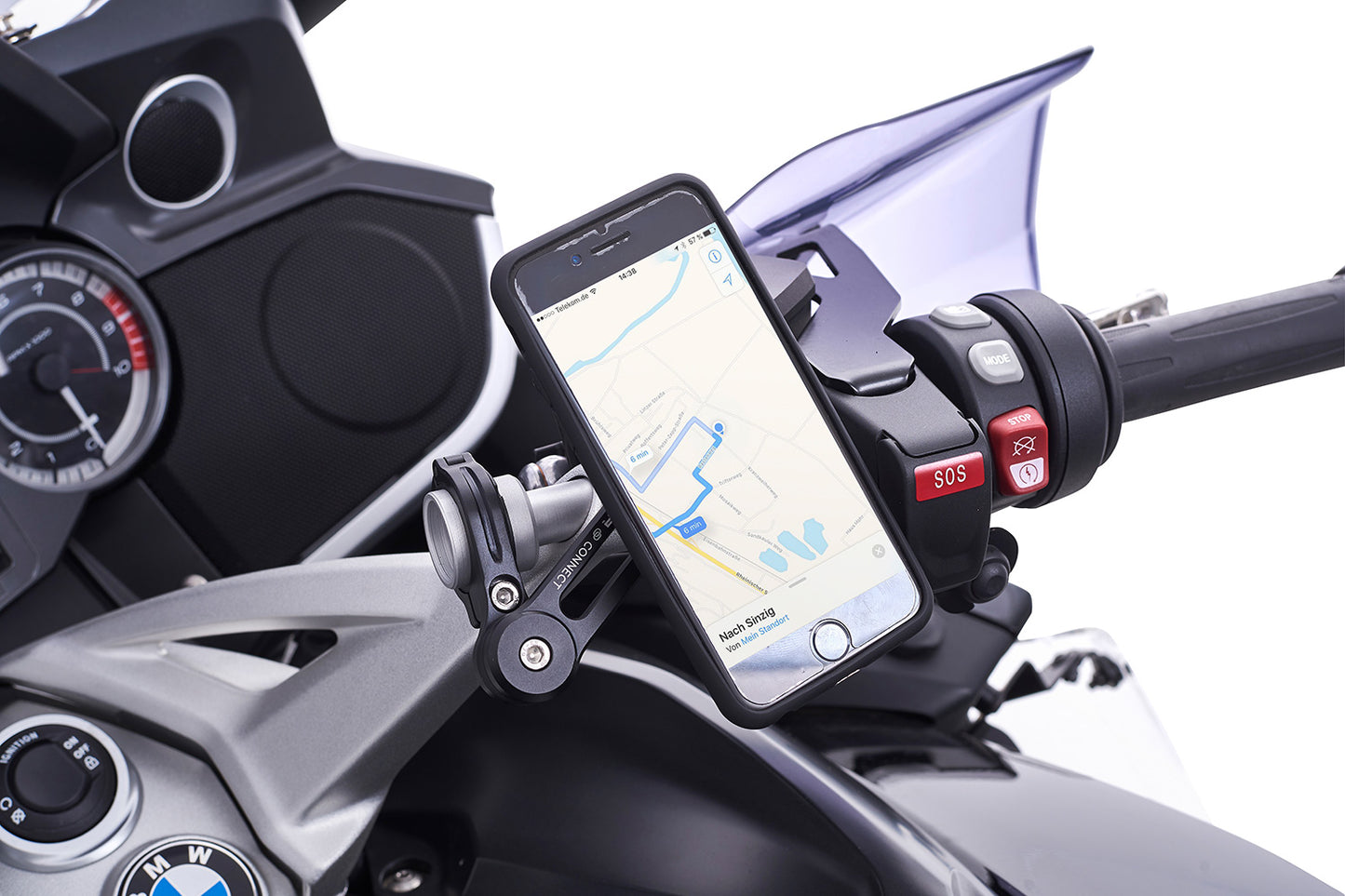 Wunderlich adapter for SP-Connect on stub handlebars - silver